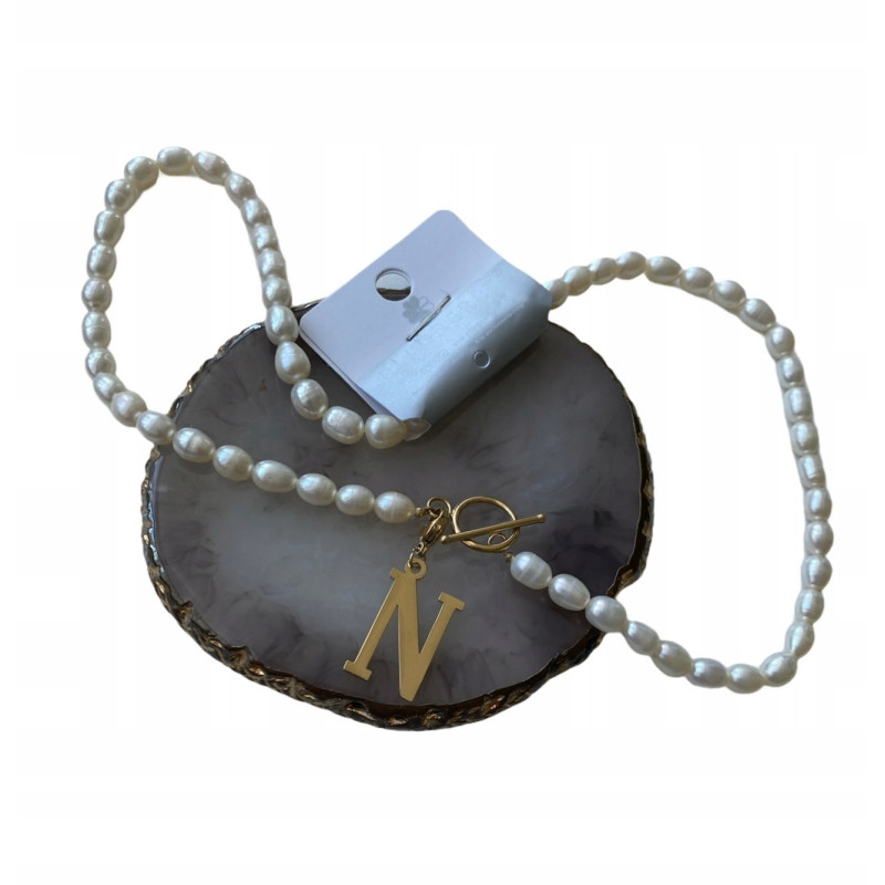 Celebrytka Blueberry perły naturalne literka N