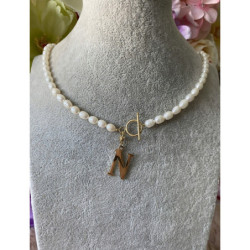 Celebrytka Blueberry perły naturalne literka N