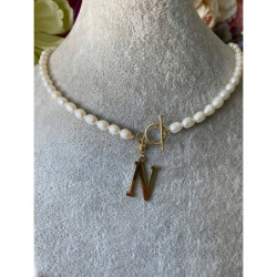 Celebrytka Blueberry perły naturalne literka N