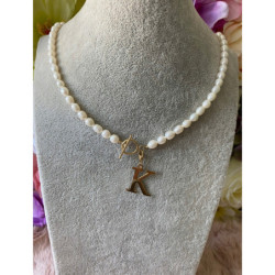 Celebrytka Blueberry perły naturalne literka K