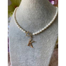 Celebrytka Blueberry perły naturalne literka K