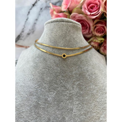 163 Złoty naszyjnik ŻMIJKA PODWÓJNA ZEGAR STAL