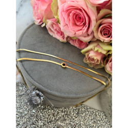 163 Złoty naszyjnik ŻMIJKA PODWÓJNA ZEGAR STAL