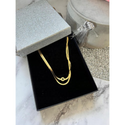 163 Złoty naszyjnik ŻMIJKA PODWÓJNA ZEGAR STAL