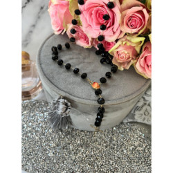 569 Naszyjnik różaniec DUŻE KORALIKI KRZYŻ STAL