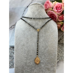 1213 Naszyjnik różaniec BLUEBERRY MEDALIK STAL 316