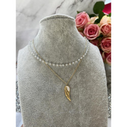 1107 Naszyjnik różaniec SKRZYDŁO KORALIKI STAL 316