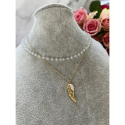 1107 Naszyjnik różaniec SKRZYDŁO KORALIKI STAL 316