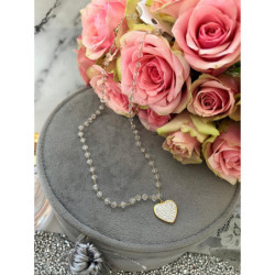 379 Naszyjnik różaniec SERCE KORALIKI STAL 316L