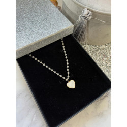 379 Naszyjnik różaniec SERCE KORALIKI STAL 316L