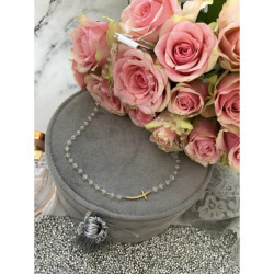 1105 Naszyjnik różaniec KRZYŻ KORALIKI STAL 316L