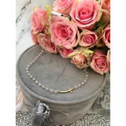 1105 Naszyjnik różaniec KRZYŻ KORALIKI STAL 316L