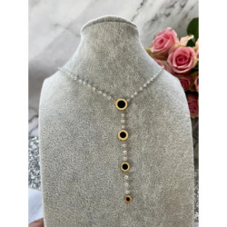 1117 Naszyjnik różaniec ZEGAR KORALIKI STAL 316L