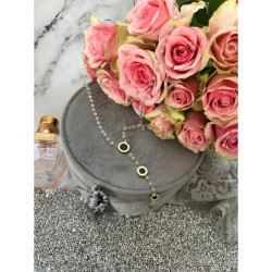 1117 Naszyjnik różaniec ZEGAR KORALIKI STAL 316L