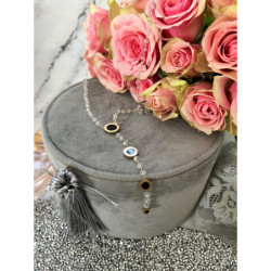 1117 Naszyjnik różaniec ZEGAR KORALIKI STAL 316L