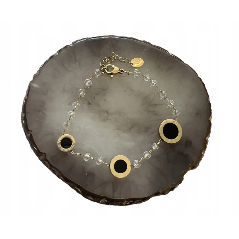 337 Bransoletka różaniec ZEGAR KORALIKI STAL 316L