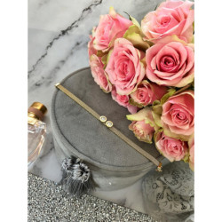 581 Złota bransoletka szeroka ZEGAR CYRKONIA stal