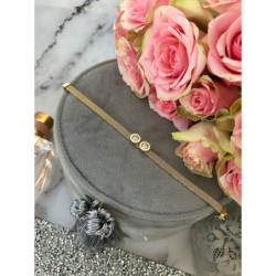 581 Złota bransoletka szeroka ZEGAR CYRKONIA stal