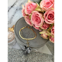 1025 Złota bransoletka ŻMIJKA KRZYŻ KRZYŻYK stal