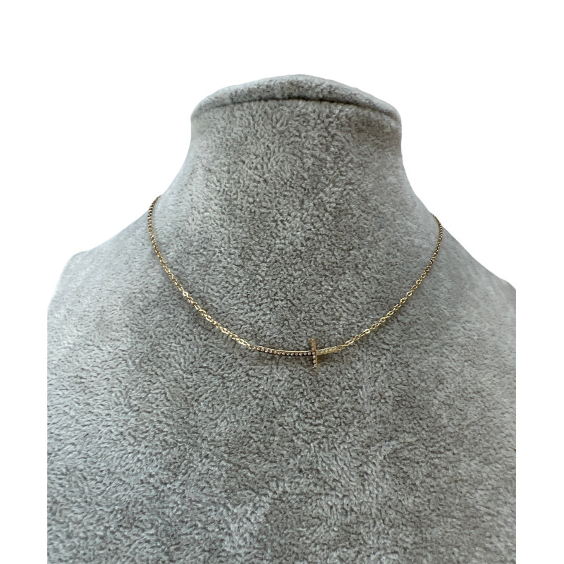 572 Złoty łańcuszek BLUEBERRY KRZYŻ KRZYŻYK STAL