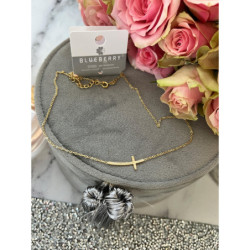 572 Złoty łańcuszek BLUEBERRY KRZYŻ KRZYŻYK STAL