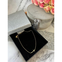 572 Złoty łańcuszek BLUEBERRY KRZYŻ KRZYŻYK STAL