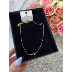 572 Złoty łańcuszek BLUEBERRY KRZYŻ KRZYŻYK STAL