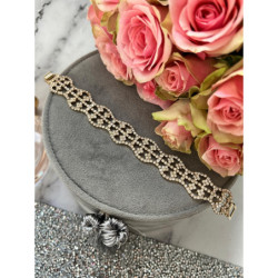 114 Złota bransoletka KOLIA CYRKONIE ŚLUB SZEROKA