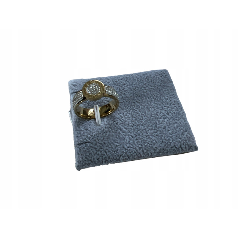 1249 Pierścionek obrączka CYRKONIE r 10/20mm stal