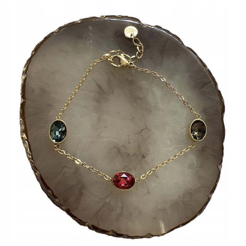 248 Złota bransoletka CYRKONIE stal 316L