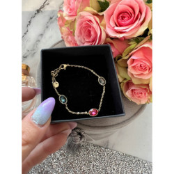 248 Złota bransoletka CYRKONIE stal 316L