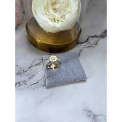 1249 Pierścionek obrączka CYRKONIE r 9/19mm stal