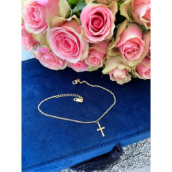 668 Bransoletka na nogę kostkę KRZYŻ STAL 316