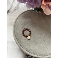 667 Pierścionek na gumce koraliki SERCE STAL 316L