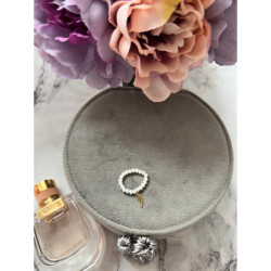 989 Pierścionek na gumce koraliki SKRZYDŁO STAL