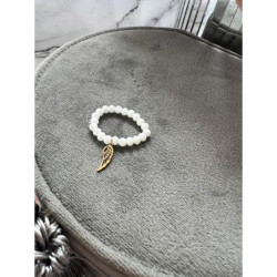 989 Pierścionek na gumce koraliki SKRZYDŁO STAL