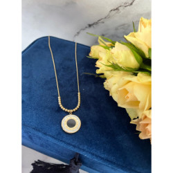 842 Złoty naszyjnik WISIOREK ZEGAR CYRKONIE STAL