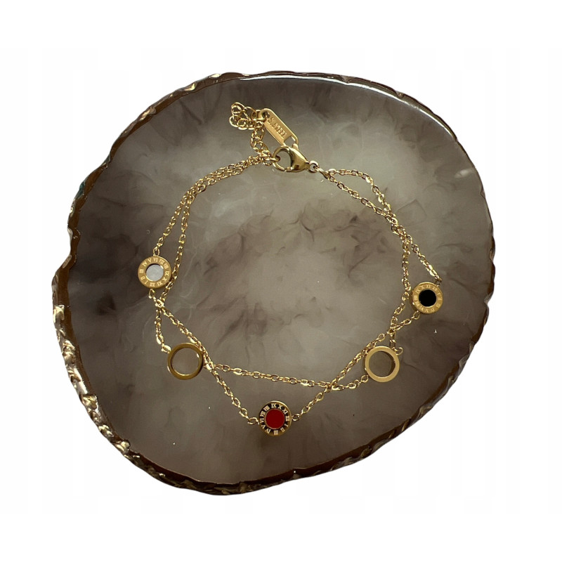 1114 Złota bransoletka podwójna ZEGAR MASA stal