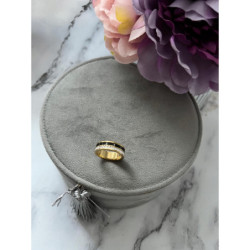 326 Pierścionek obrączka CYRKONIE r 8/18mm stal