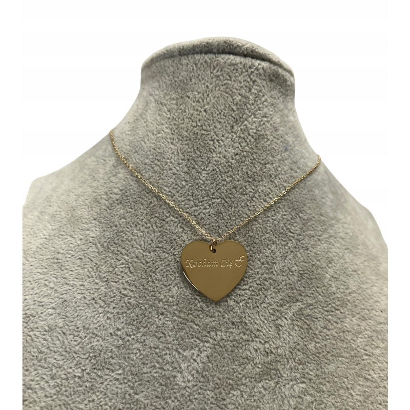 252 Złoty naszyjnik łańcuszek SERCE KOCHAM CIĘ Hit