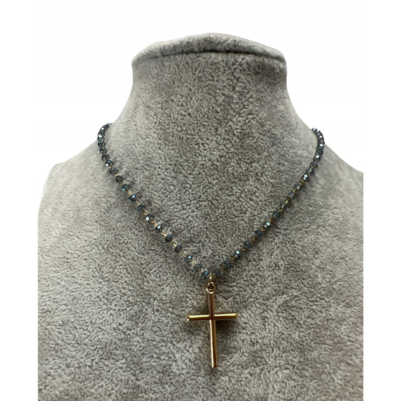 1203 Naszyjnik różaniec Moon River KRZYŻ STAL
