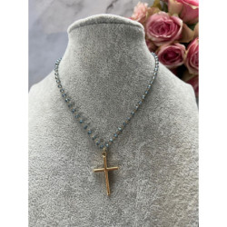 1203 Naszyjnik różaniec Moon River KRZYŻ STAL