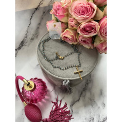 1203 Naszyjnik różaniec Moon River KRZYŻ STAL