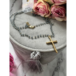 1203 Naszyjnik różaniec Moon River KRZYŻ STAL