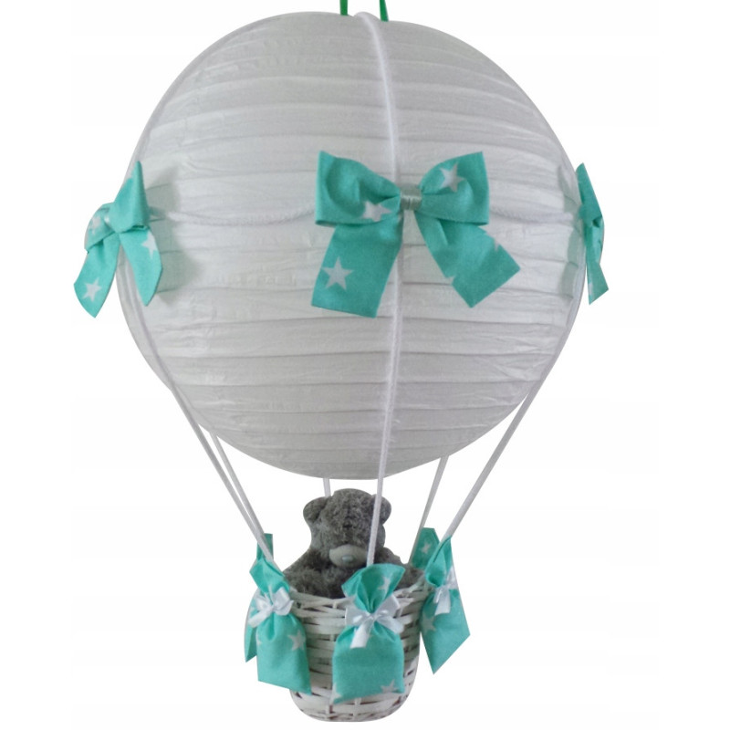 Lampa LATAJĄCY BALON z misiem MIĘTOWA W GWIAZDKI