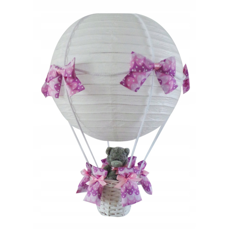 Lampa LATAJĄCY BALON z misiem RÓŻOWE PIÓRKA HIT