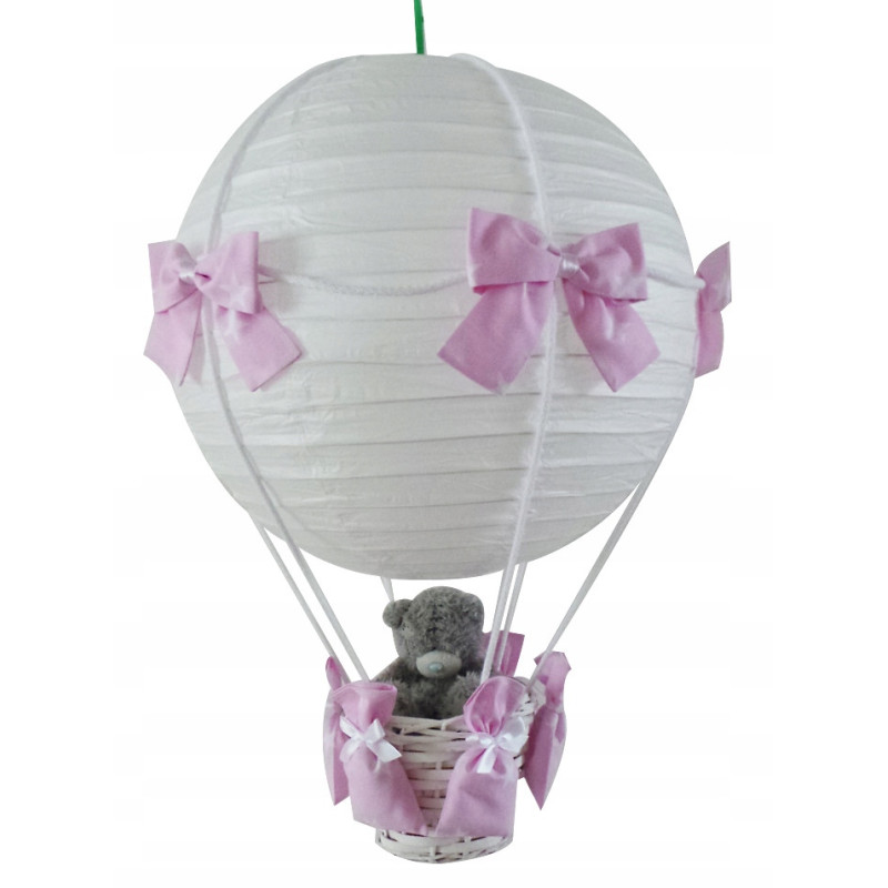 Lampa LATAJĄCY BALON z misiem RÓŻOWA W GWIAZDKI
