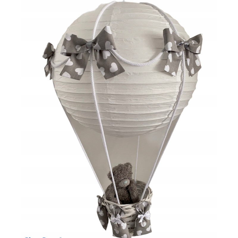 Lampa LATAJĄCY BALON z misiem SZARA W SERDUSZKA