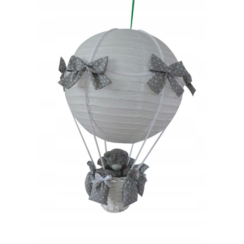 Lampa LATAJĄCY BALON z misiem SZARA W KROPKI