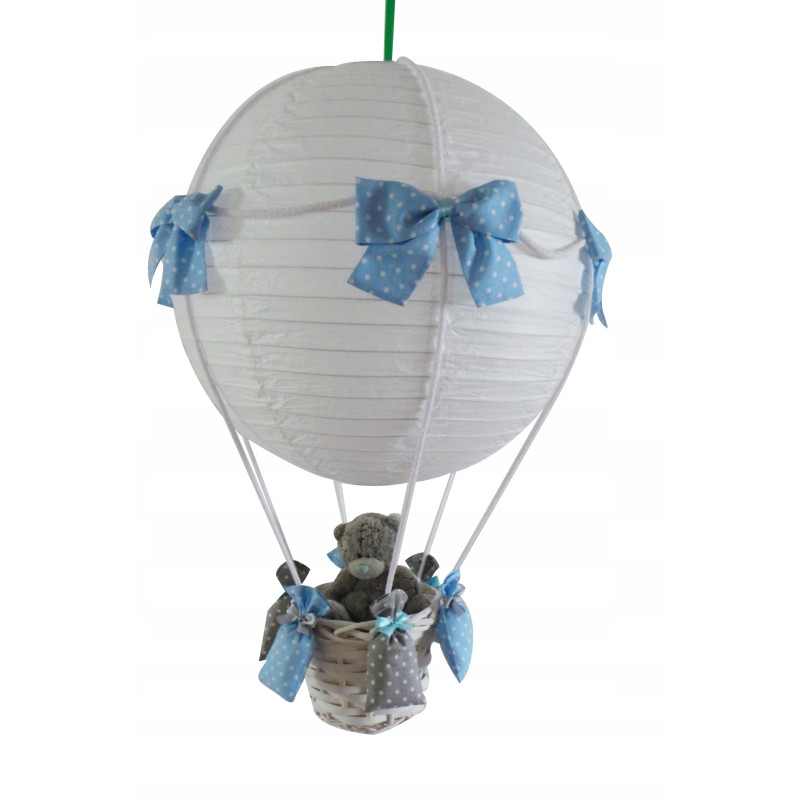 Lampa LATAJĄCY BALON niebiesko - szara w kropki